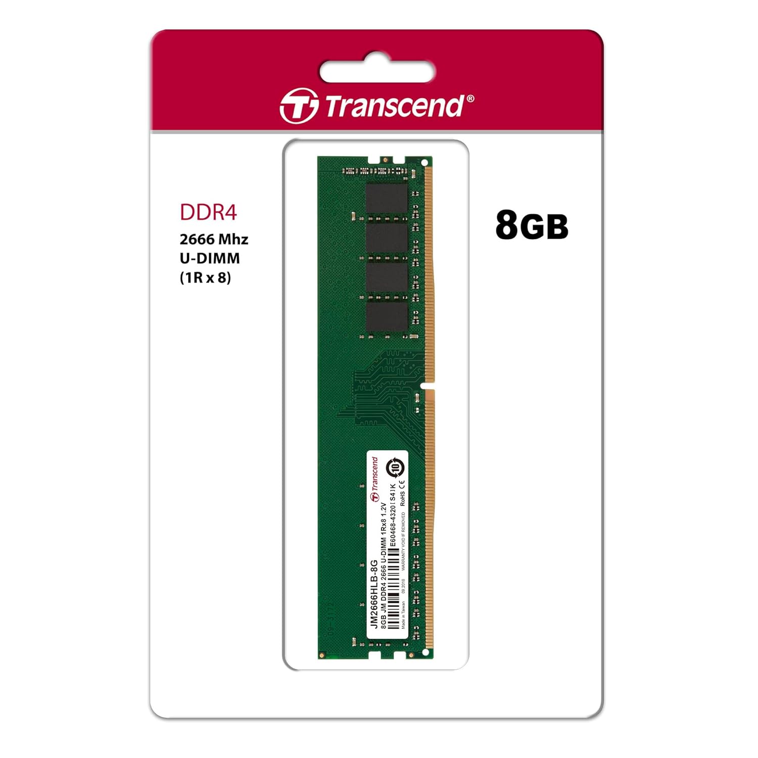 Transcend JetRam Memory DDR4 2666MHz U-DIMM Desktop RAM | 1Rx8, CL19, 1.2V | 4GB, 8GB, 16GB Transcend JetRam Memory DDR4 2666MHz U-DIMM Desktop RAM | 1Rx8, CL19, 1.2V | 4GB, 8GB, 16GB